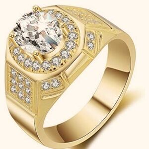 18k Gold plated  Diamond CZ Solitaire Ring NWT